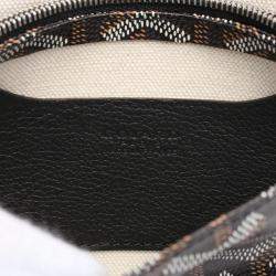 Pre Owned Goyard Plumet Pouch Wallet Shoulder Bag In Coated Canvas And Leather Black