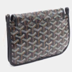 Pre Owned Goyard Plumet Pouch Wallet Shoulder Bag In Coated Canvas And Leather Black