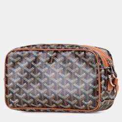 Pre Owned Goyard Cap Vert Pm Shoulder Bag In Brown And Black Leather
