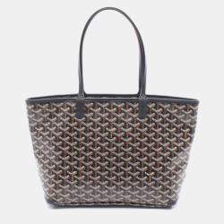 Pre Owned Goyard Artois Mm Tote Bag Coated Canvas And Leather Black Brown White