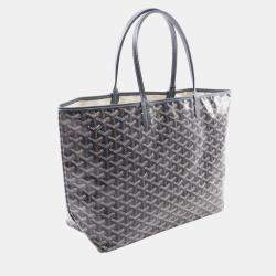 Pre Owned Goyard Saint Louis Pm Tote Bag Coated Canvas And Leather Navy Multicolor
