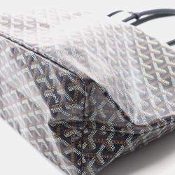 Pre Owned Goyard Saint Louis Pm Tote Bag Coated Canvas And Leather Navy Multicolor