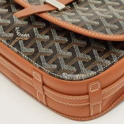 Pre Owned Goyard Brown Goyardine Coated Canvas and Leather Belvedere ll PM Bag