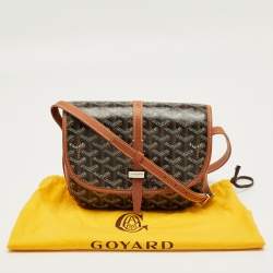 Pre Owned Goyard Brown Goyardine Coated Canvas and Leather Belvedere ll PM Bag