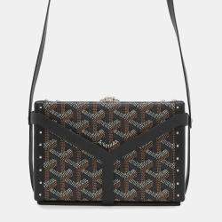 Pre Owned Goyard Shoulder Bag Minodiaire Trunk Leather Black