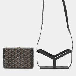 Pre Owned Goyard Shoulder Bag Minodiaire Trunk Leather Black