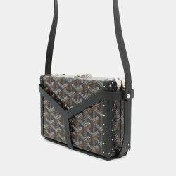 Pre Owned Goyard Shoulder Bag Minodiaire Trunk Leather Black