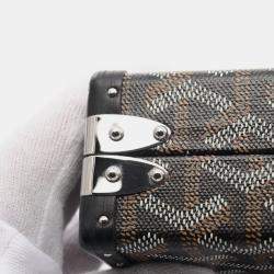 Pre Owned Goyard Menodiaire Trunk Bag Shoulder Coated Canvas Leather Black Brown White