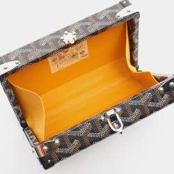 Pre Owned Goyard Menodiaire Trunk Bag Shoulder Coated Canvas Leather Black Brown White