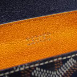 Pre Owned Goyard Handbag Coated Canvas And Leather Navy White Brown