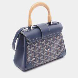 Pre Owned Goyard Handbag Coated Canvas And Leather Navy White Brown