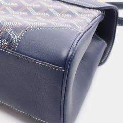 Pre Owned Goyard Handbag Coated Canvas And Leather Navy White Brown