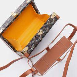 Pre Owned Goyard Minaudiere Trunk Bag Shoulder Coated Canvas Leather Black Brown White
