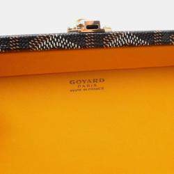 Pre Owned Goyard Minaudiere Trunk Bag Shoulder Coated Canvas Leather Black Brown White