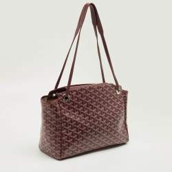 Pre Owned Goyard Burgundy Goyardine Coated Canvas and Leather Rouette PM Bag