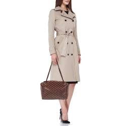 Pre Owned Goyard Burgundy Goyardine Coated Canvas and Leather Rouette PM Bag