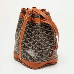 Pre Owned Goyard Black/Tan Goyardine Coated Canvas and Leather Petit Flot Bucket Bag