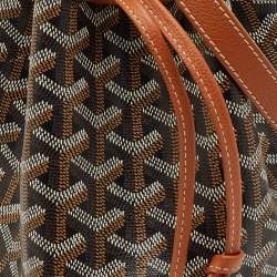 Pre Owned Goyard Black/Tan Goyardine Coated Canvas and Leather Petit Flot Bucket Bag