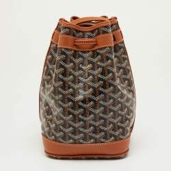 Pre Owned Goyard Black/Tan Goyardine Coated Canvas and Leather Petit Flot Bucket Bag