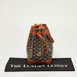 Pre Owned Goyard Black/Tan Goyardine Coated Canvas and Leather Petit Flot Bucket Bag