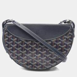 مملوكة مسبقًا Goyard Hirondelle Shoulder Bag Pvc-Coated Canvas And Leather Navy Blue