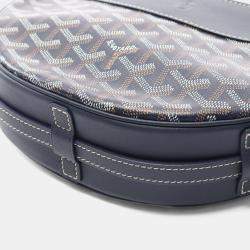 مملوكة مسبقًا Goyard Hirondelle Shoulder Bag Pvc-Coated Canvas And Leather Navy Blue