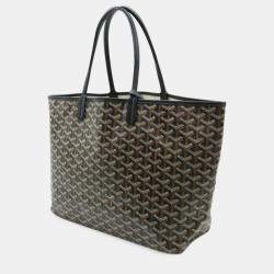 Pre Owned Goyard Saint Louis Pm Tote Bag Shoulder Coated Canvas Leather Black Brown White