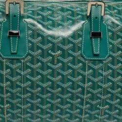 Pre Owned Goyard Boston 45 Green Goyardine Coated Canvas and Leather Duffel Bag