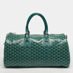 Pre Owned Goyard Boston 45 Green Goyardine Coated Canvas and Leather Duffel Bag