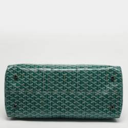 Pre Owned Goyard Boston 45 Green Goyardine Coated Canvas and Leather Duffel Bag