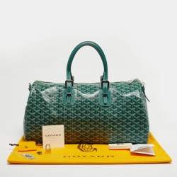 Pre Owned Goyard Boston 45 Green Goyardine Coated Canvas and Leather Duffel Bag