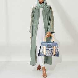 مملوكة مسبقًا Goyard Saigon MM Navy Blue Goyardine Coated Canvas and Leather Top Handle Bag