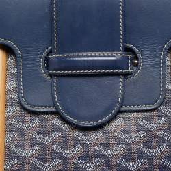 مملوكة مسبقًا Goyard Saigon MM Navy Blue Goyardine Coated Canvas and Leather Top Handle Bag