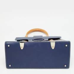 مملوكة مسبقًا Goyard Saigon MM Navy Blue Goyardine Coated Canvas and Leather Top Handle Bag