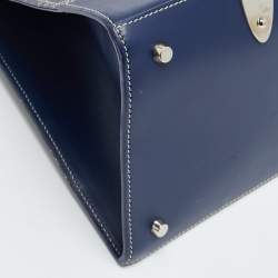 مملوكة مسبقًا Goyard Saigon MM Navy Blue Goyardine Coated Canvas and Leather Top Handle Bag