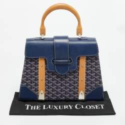 مملوكة مسبقًا Goyard Saigon MM Navy Blue Goyardine Coated Canvas and Leather Top Handle Bag