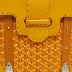 Pre Owned Goyard Saigon MM Yellow Goyardine Coated Canvas and Leather Top Handle Bag