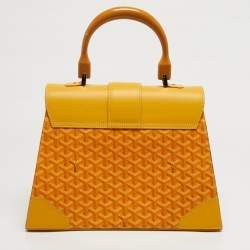 Pre Owned Goyard Saigon MM Yellow Goyardine Coated Canvas and Leather Top Handle Bag