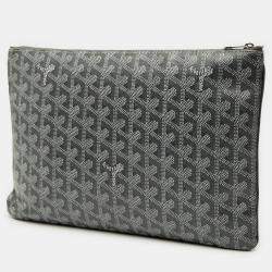 مملوكة مسبقًا Goyard Goyardine Senat Coated Canvas Grey Clutche MM