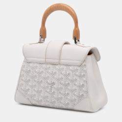 Pre Owned Goyard Coated Canvas White Mini Goyardine Saigon Souple