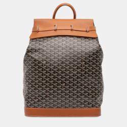 Pre Owned Goyard Black Brown Goyardine Steamer PM