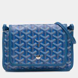 Pre Owned Goyard Blue Goyardine Plumet Pocket Wallet