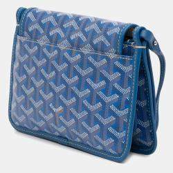 Pre Owned Goyard Blue Goyardine Plumet Pocket Wallet