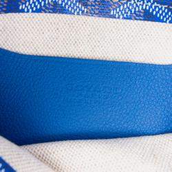 Pre Owned Goyard Blue Goyardine Plumet Pocket Wallet