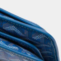 Pre Owned Goyard Blue Goyardine Plumet Pocket Wallet
