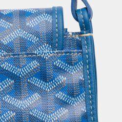 Pre Owned Goyard Blue Goyardine Plumet Pocket Wallet