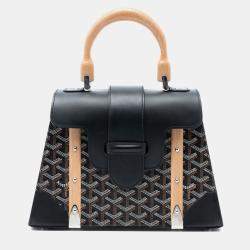 Pre Owned Goyard Black Goyardine Saigon Structured PM
