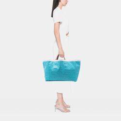 Pre Owned Goyard Blue Goyardine Reversible Belharra Tote