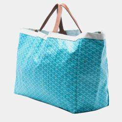 Pre Owned Goyard Blue Goyardine Reversible Belharra Tote
