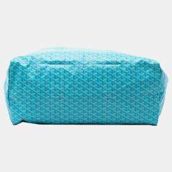 Pre Owned Goyard Blue Goyardine Reversible Belharra Tote